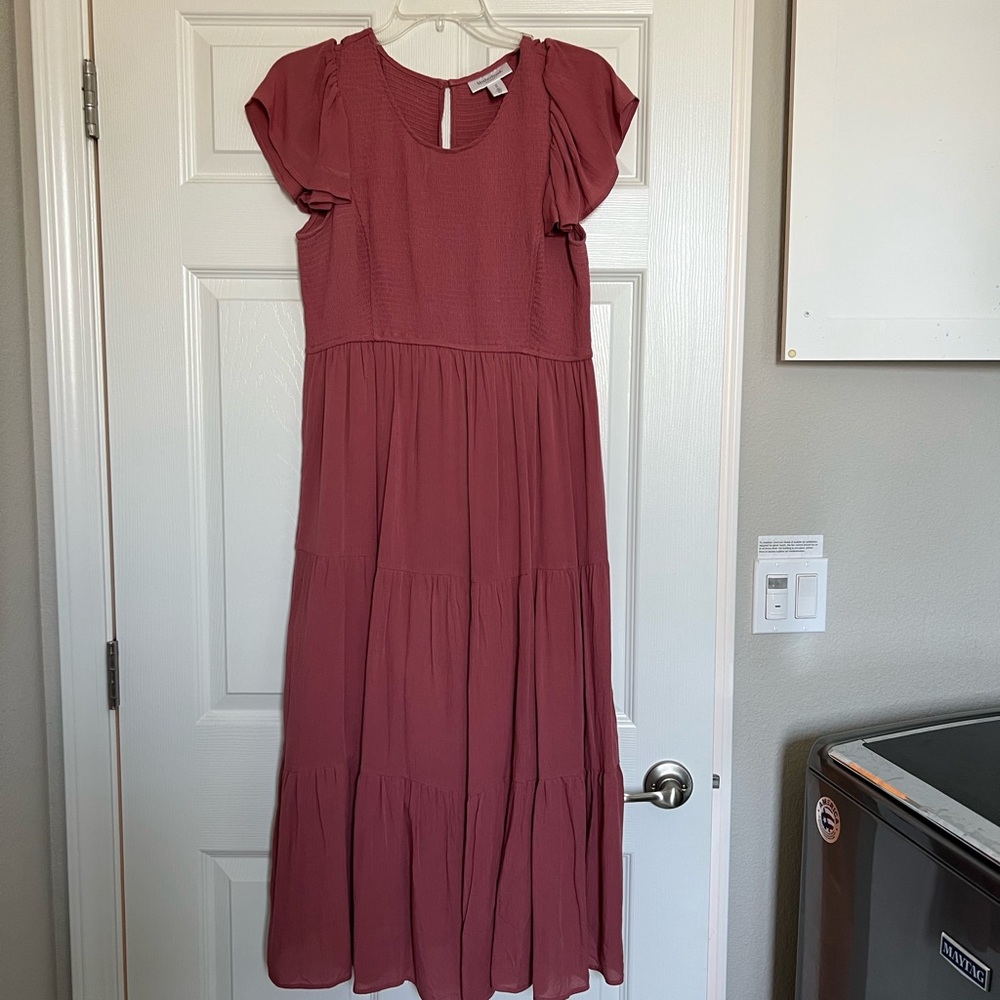 Motherhood smocked flutter sleeve maternity dress Size M